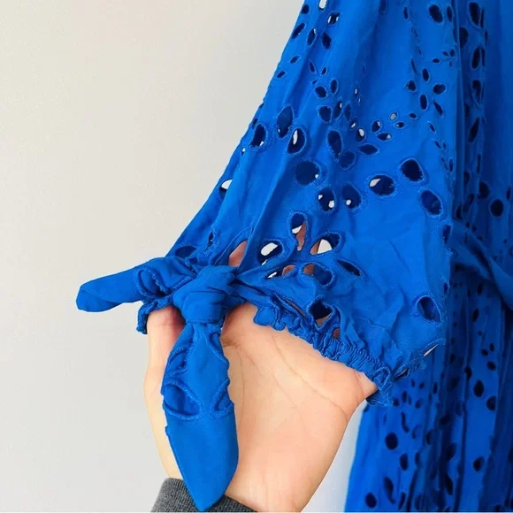 Lilly Pulitzer Amrita Midi Dress Borealis Royal Blue Soiree Eyelet Size 8